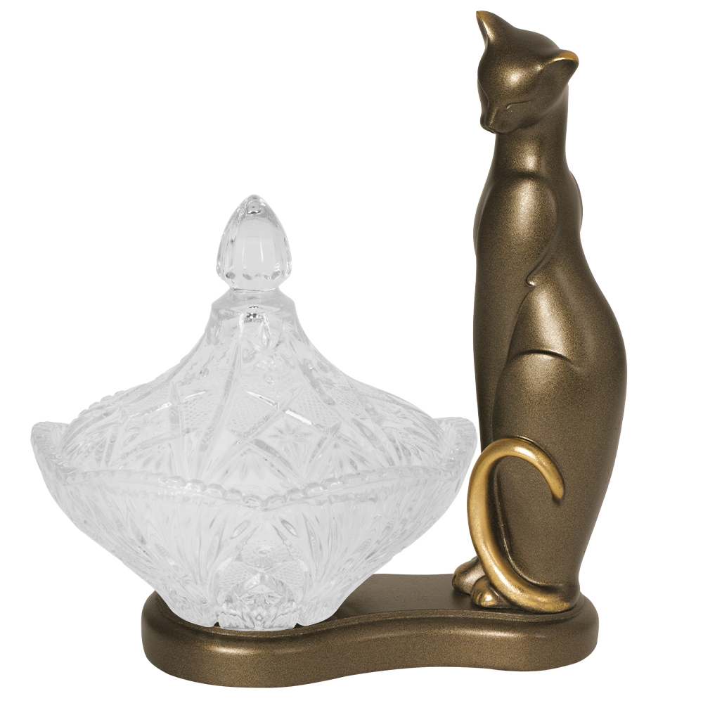 Сахарница с крышкой Кошка Грация стеклянная