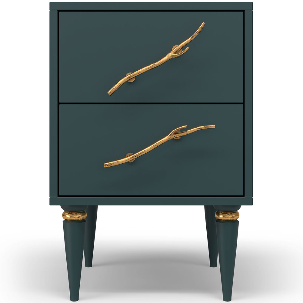 Тумба прикроватная Эстетика Бархата Цветная с 2 ящиками Классика Золото