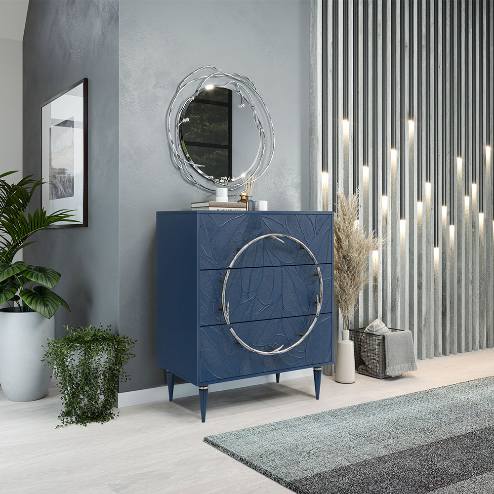 Комод Эстетика Флоры Цветной Классика Серебро с 3 ящиками