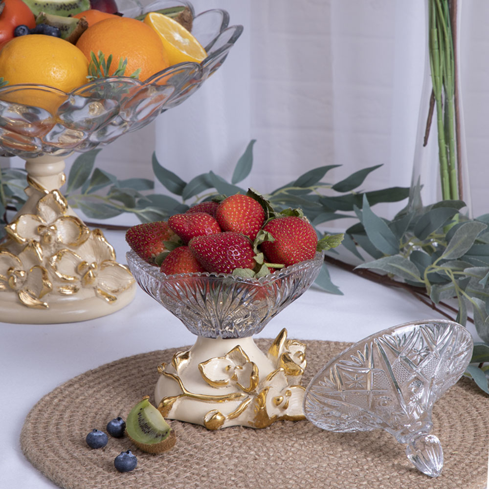 Сахарница с крышкой Орхидея Лайм стеклянная