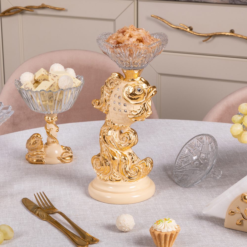 Сахарница с крышкой Рыбка Заветное желание стеклянная