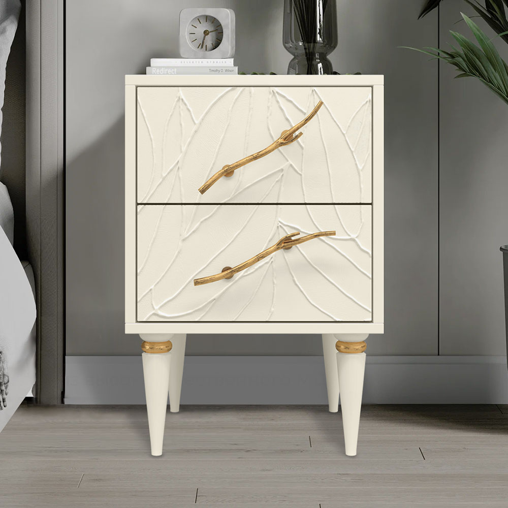 Тумба прикроватная Эстетика Флоры Цветная с 2 ящиками Классика Золото