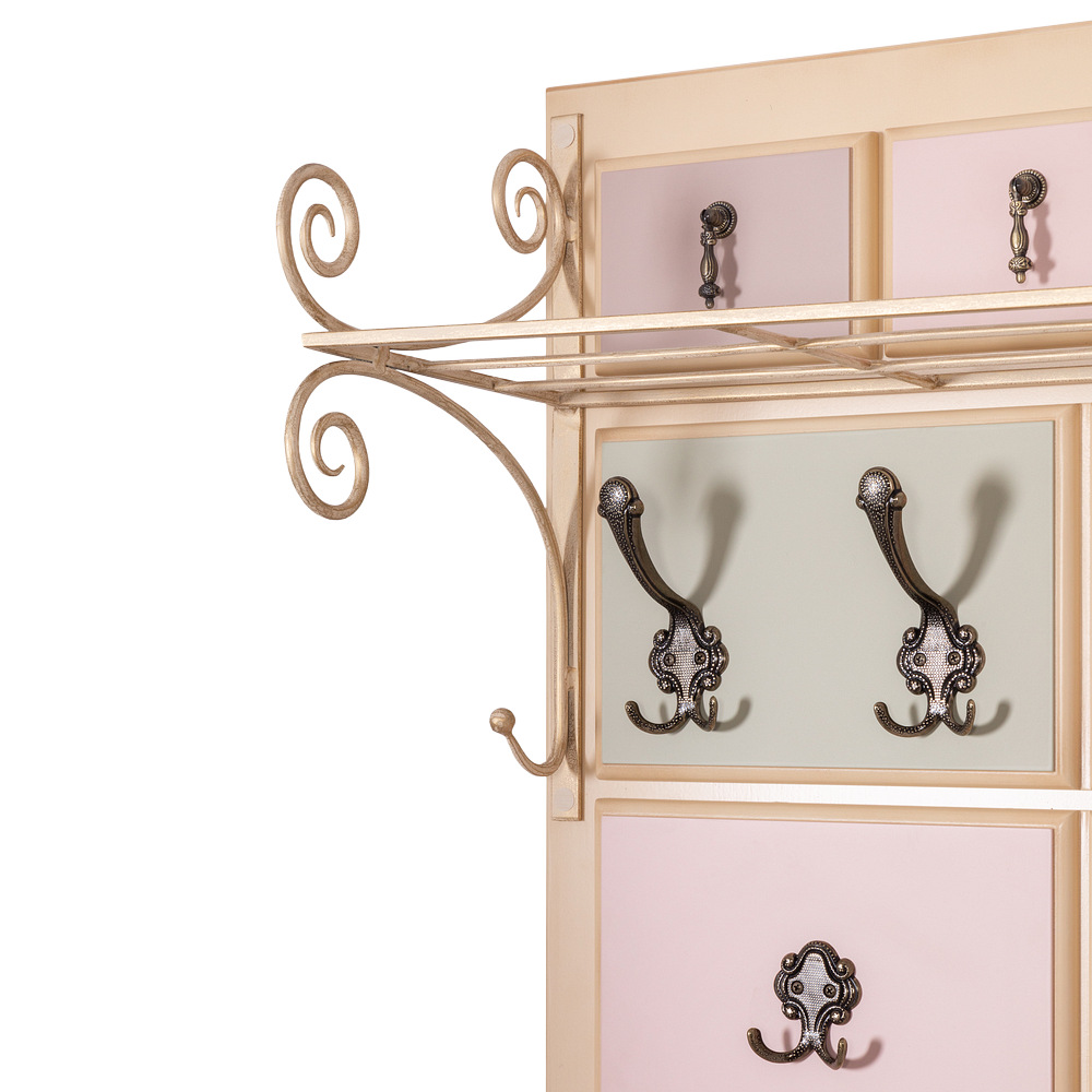 Вешалка настенная Пандора 4 с ковкой и зеркалом