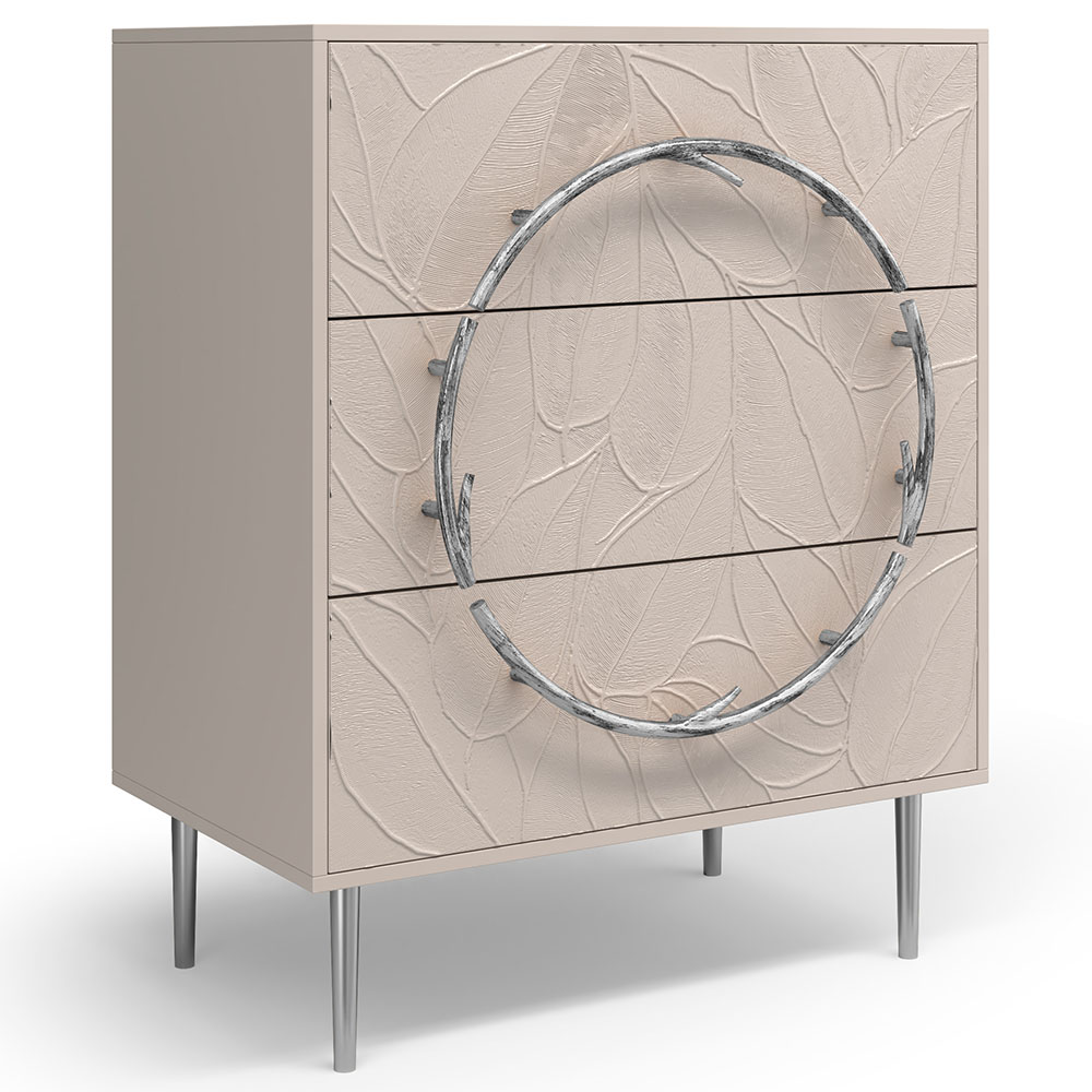 Комод Эстетика Флоры Цветной Стиль Серебро с 3 ящиками