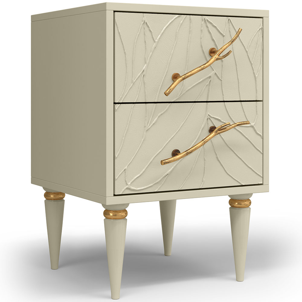 Тумба прикроватная Эстетика Флоры Цветная с 2 ящиками Классика Золото