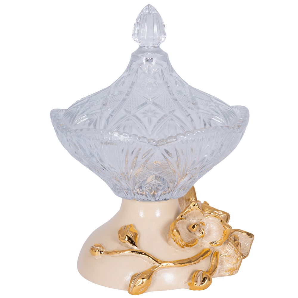 Сахарница с крышкой Орхидея Лайм стеклянная