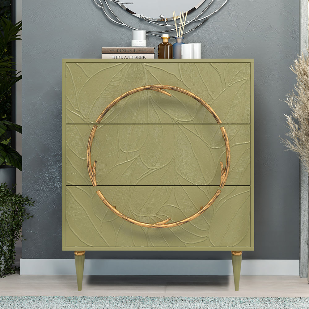 Комод Эстетика Флоры Цветной Классика Золото с 3 ящиками