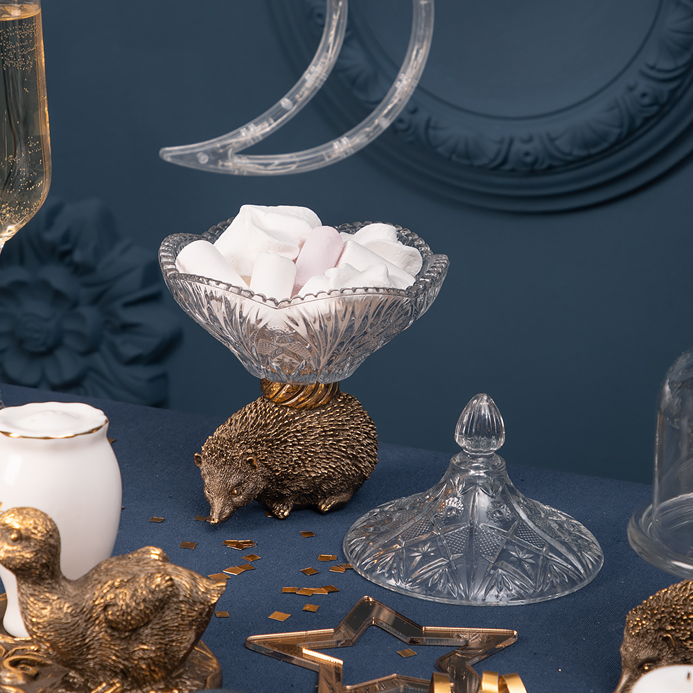 Сахарница с крышкой Ёжик стеклянная