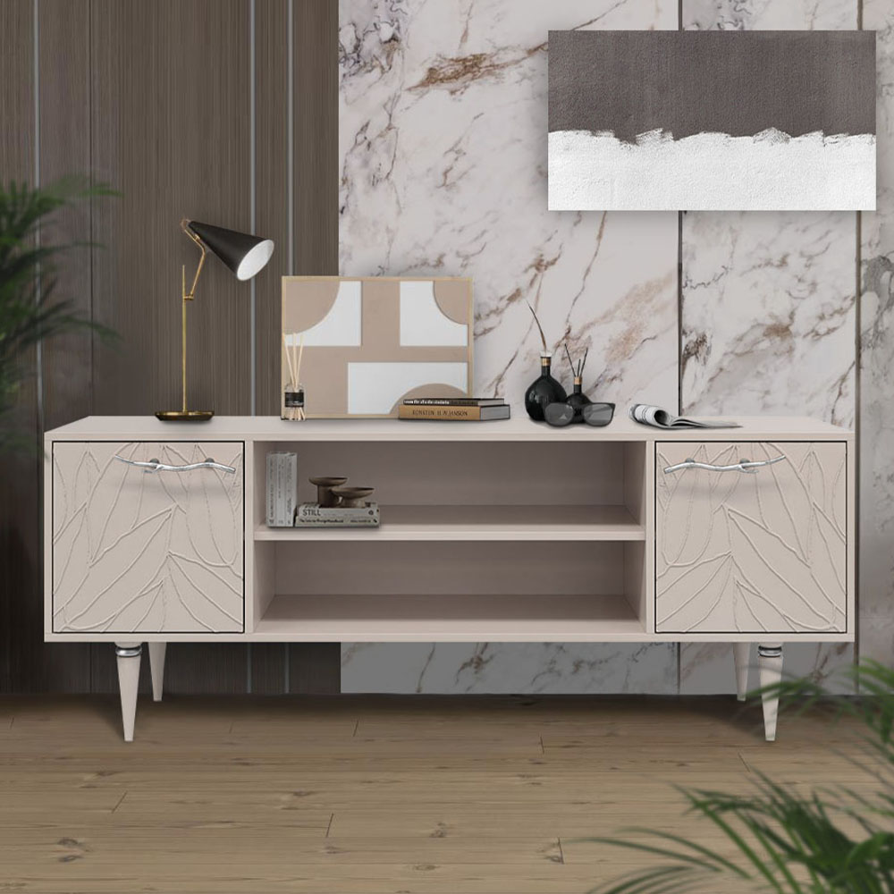 Тумба под телевизор Эстетика Флоры Цветная 1550 Классика Серебро