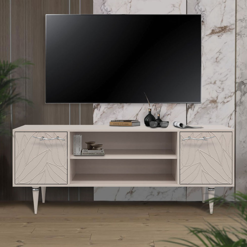 Тумба под телевизор Эстетика Флоры Цветная 1550 Классика Серебро