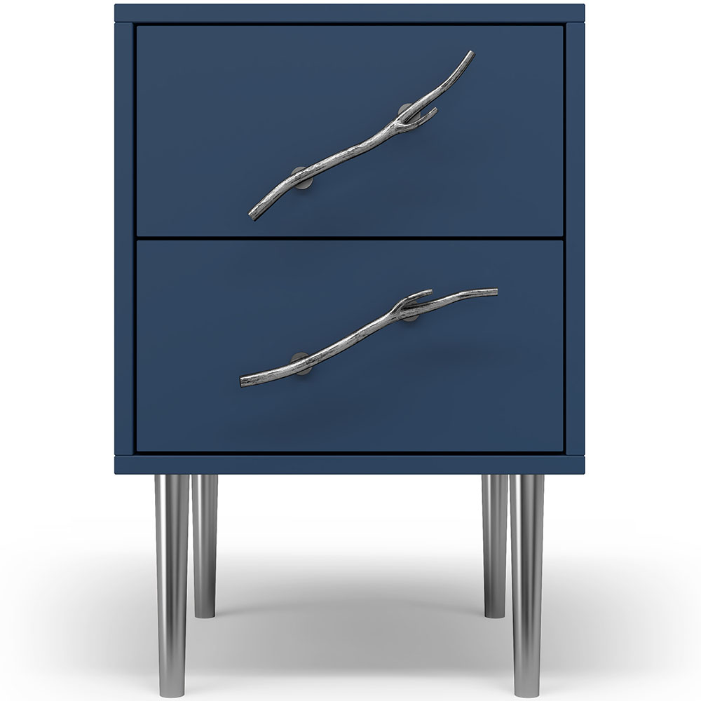 Тумба прикроватная Эстетика Бархата Цветная с 2 ящиками Стиль Серебро