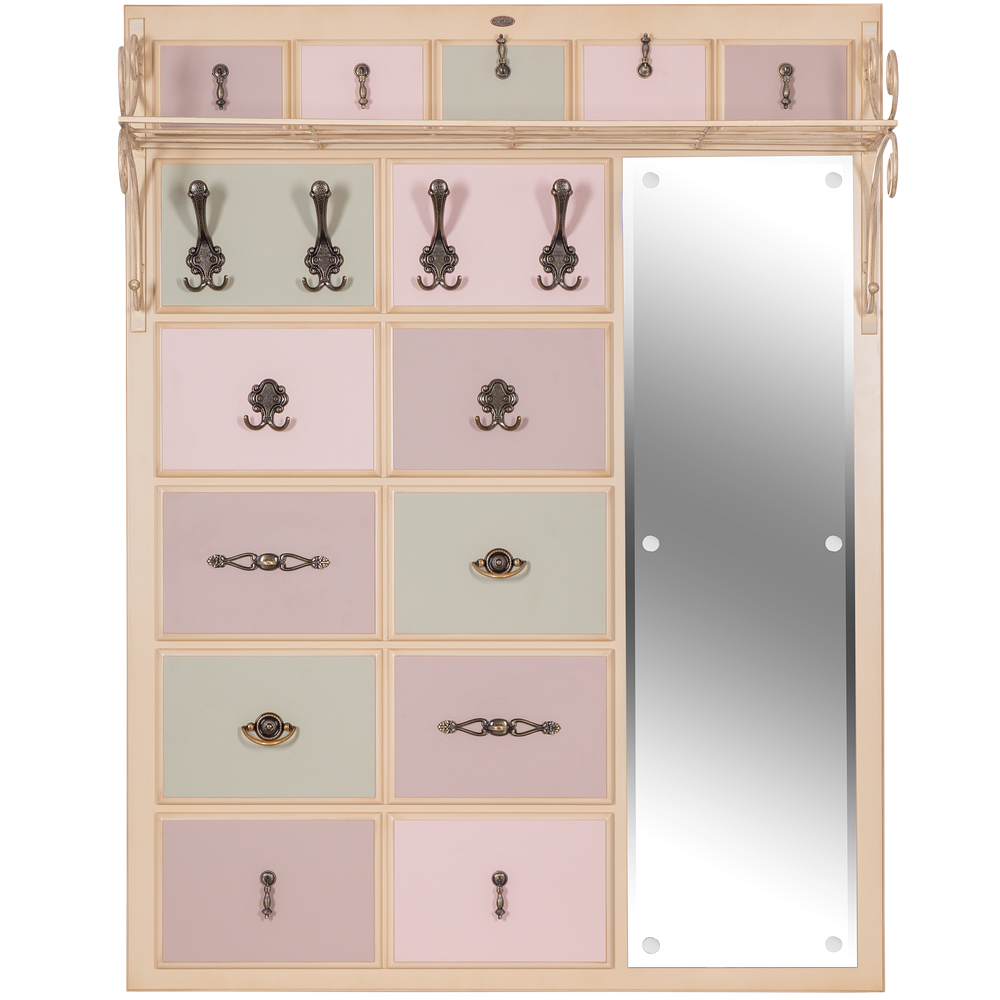 Вешалка настенная Пандора 4 с ковкой и зеркалом