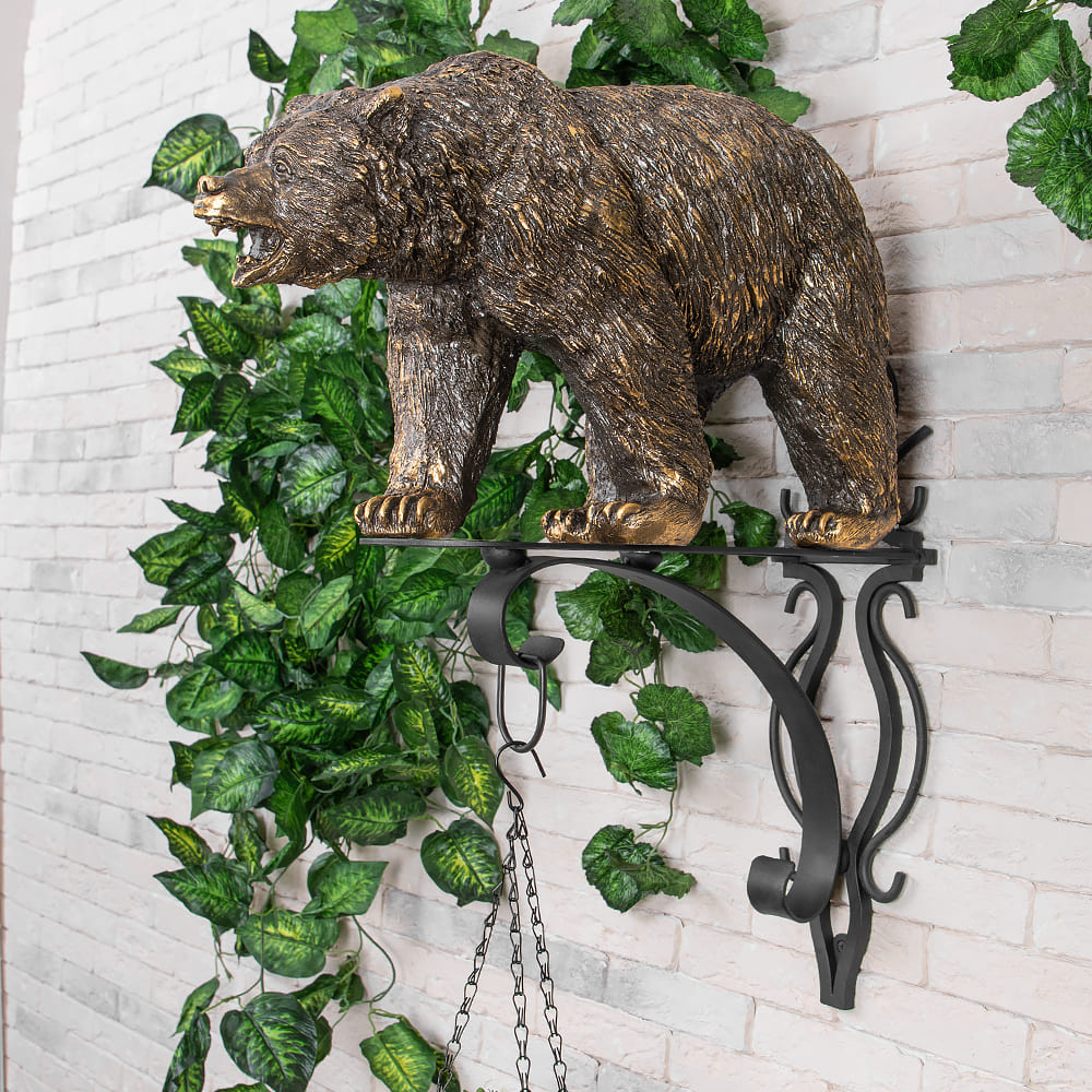 Кронштейн для цветов Медведь Велес с ковкой