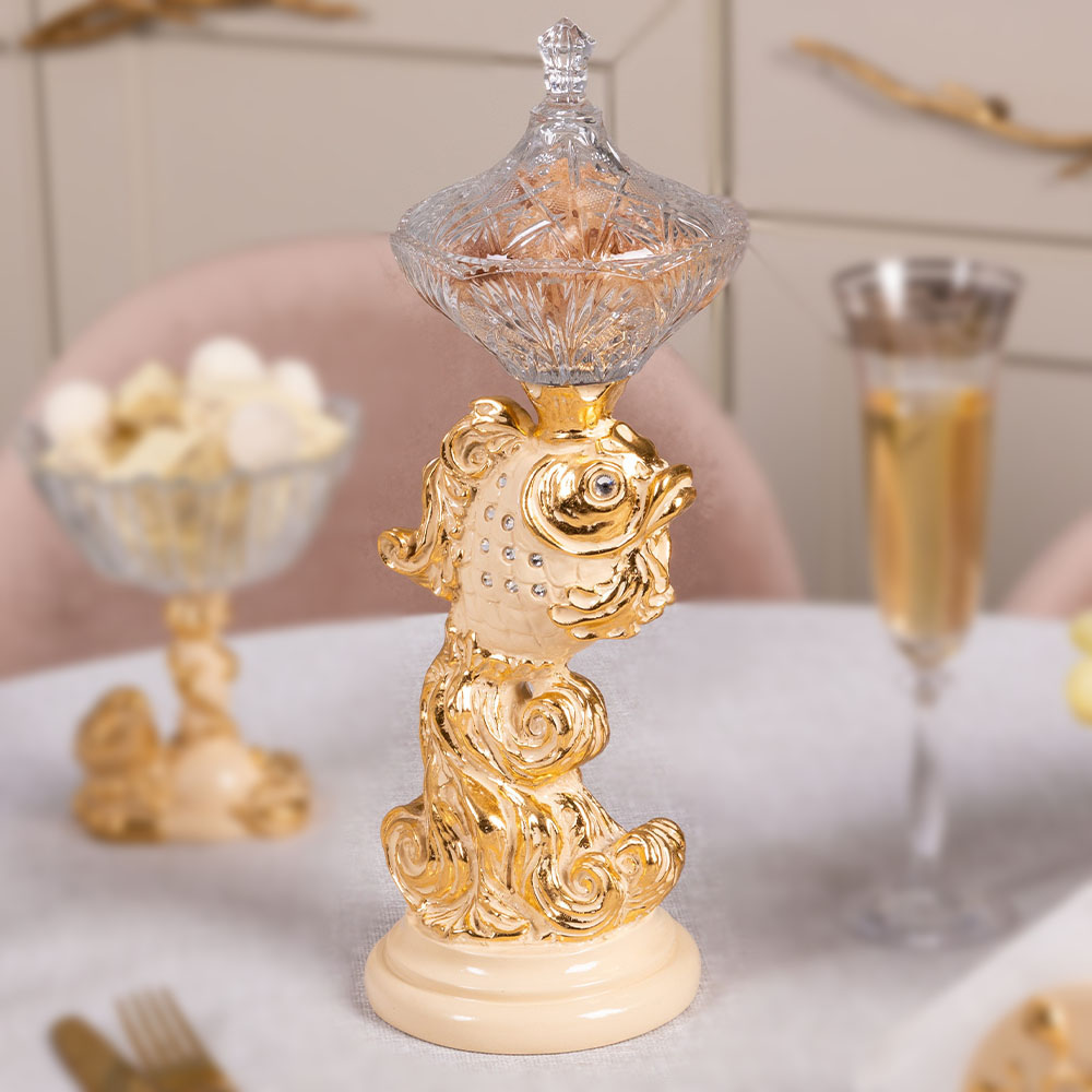 Сахарница с крышкой Рыбка Заветное желание стеклянная