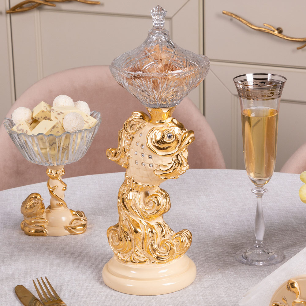 Сахарница с крышкой Рыбка Заветное желание стеклянная