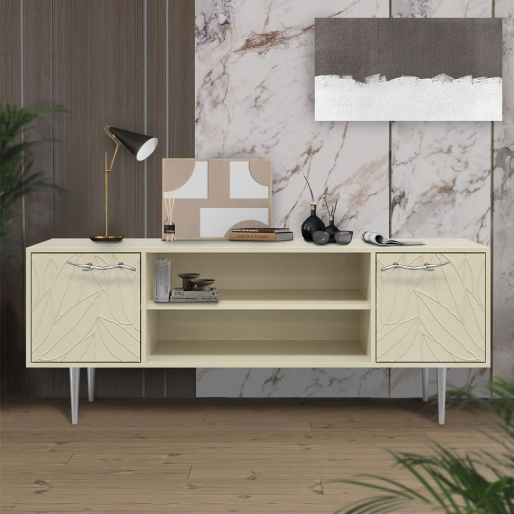 Тумба под телевизор Эстетика Флоры Цветная 1550 Стиль Серебро