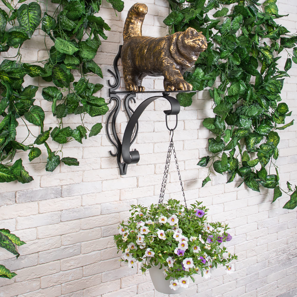 Кронштейн для цветов Кот Лео с ковкой