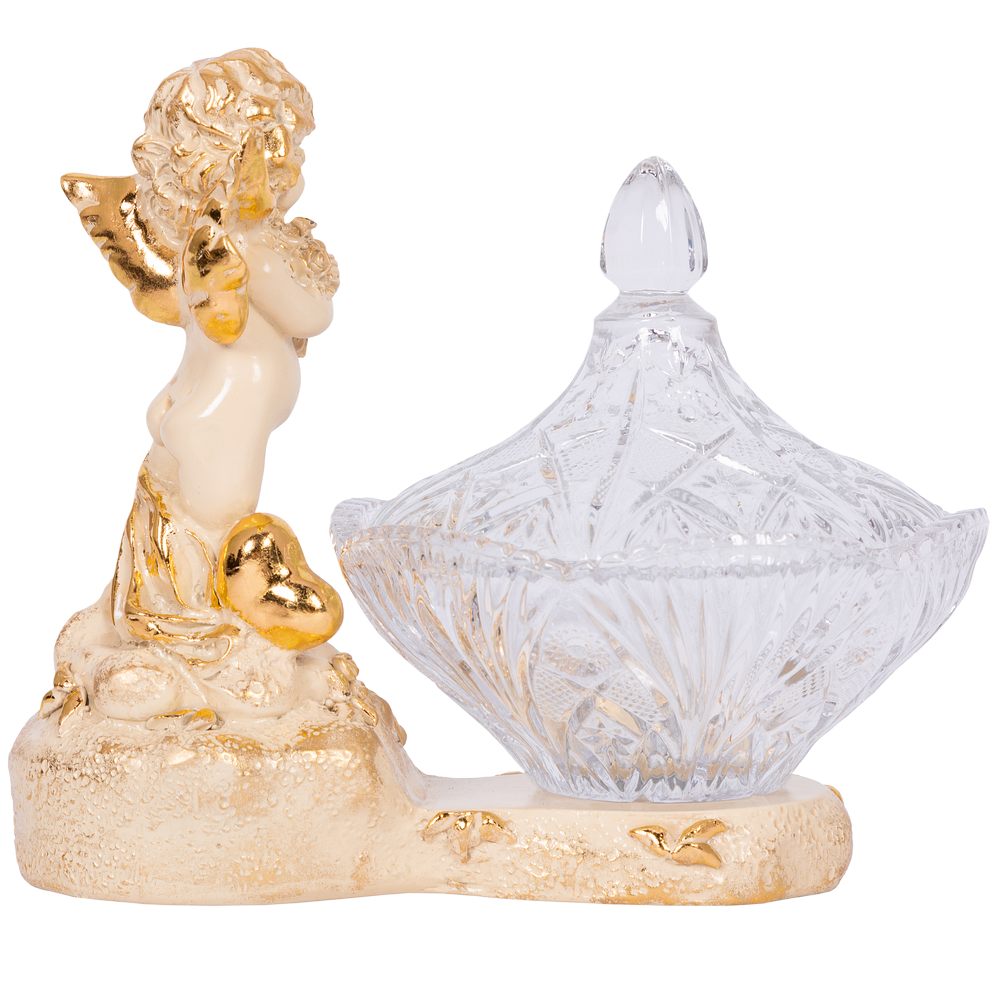 Сахарница с крышкой Ангел в розах стеклянная