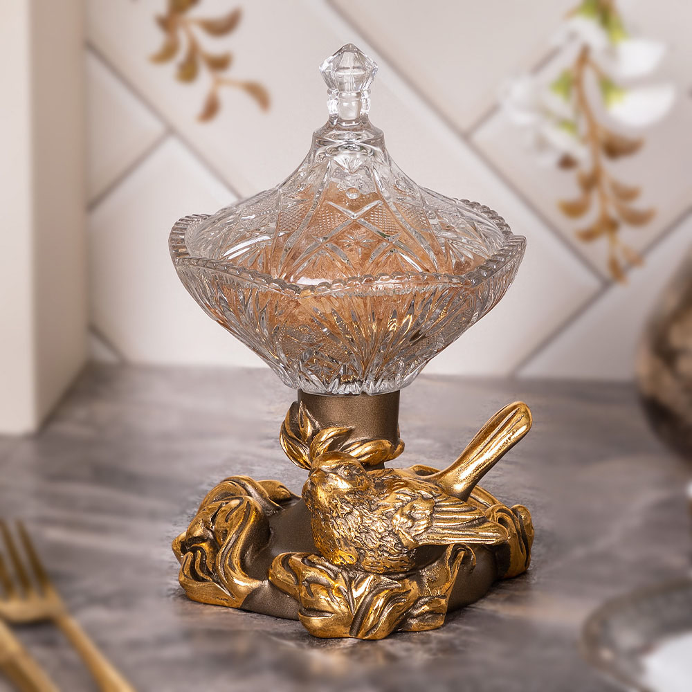 Сахарница с крышкой Пташка стеклянная