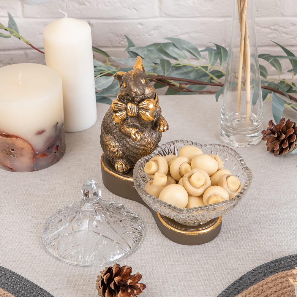 Сахарница с крышкой Кролик Бантик стеклянная