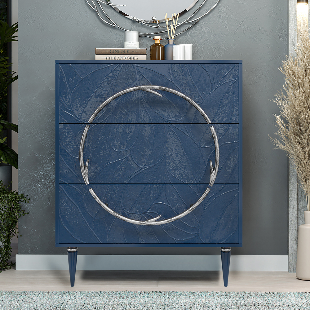 Комод Эстетика Флоры Цветной Классика Серебро с 3 ящиками