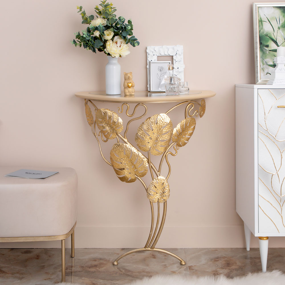 Консоль Монстера со стеклом пристенная