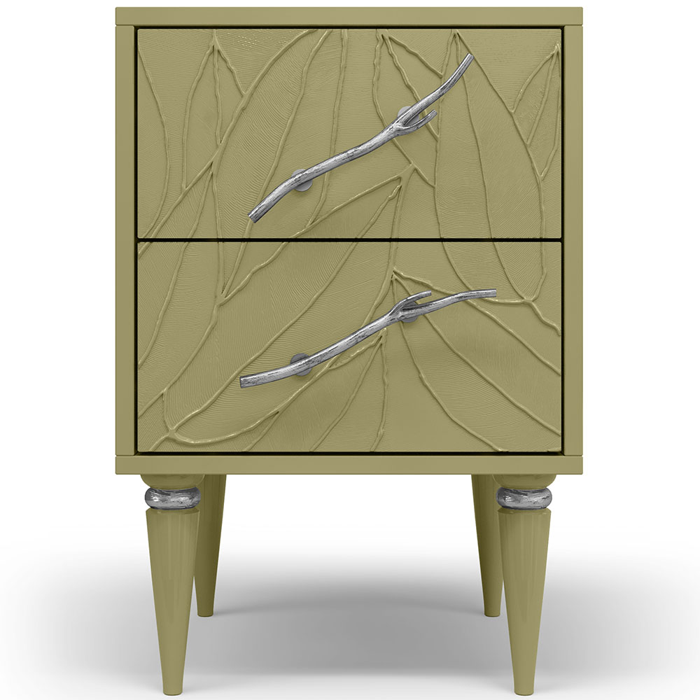 Тумба прикроватная Эстетика Флоры Цветная с 2 ящиками Классика Серебро