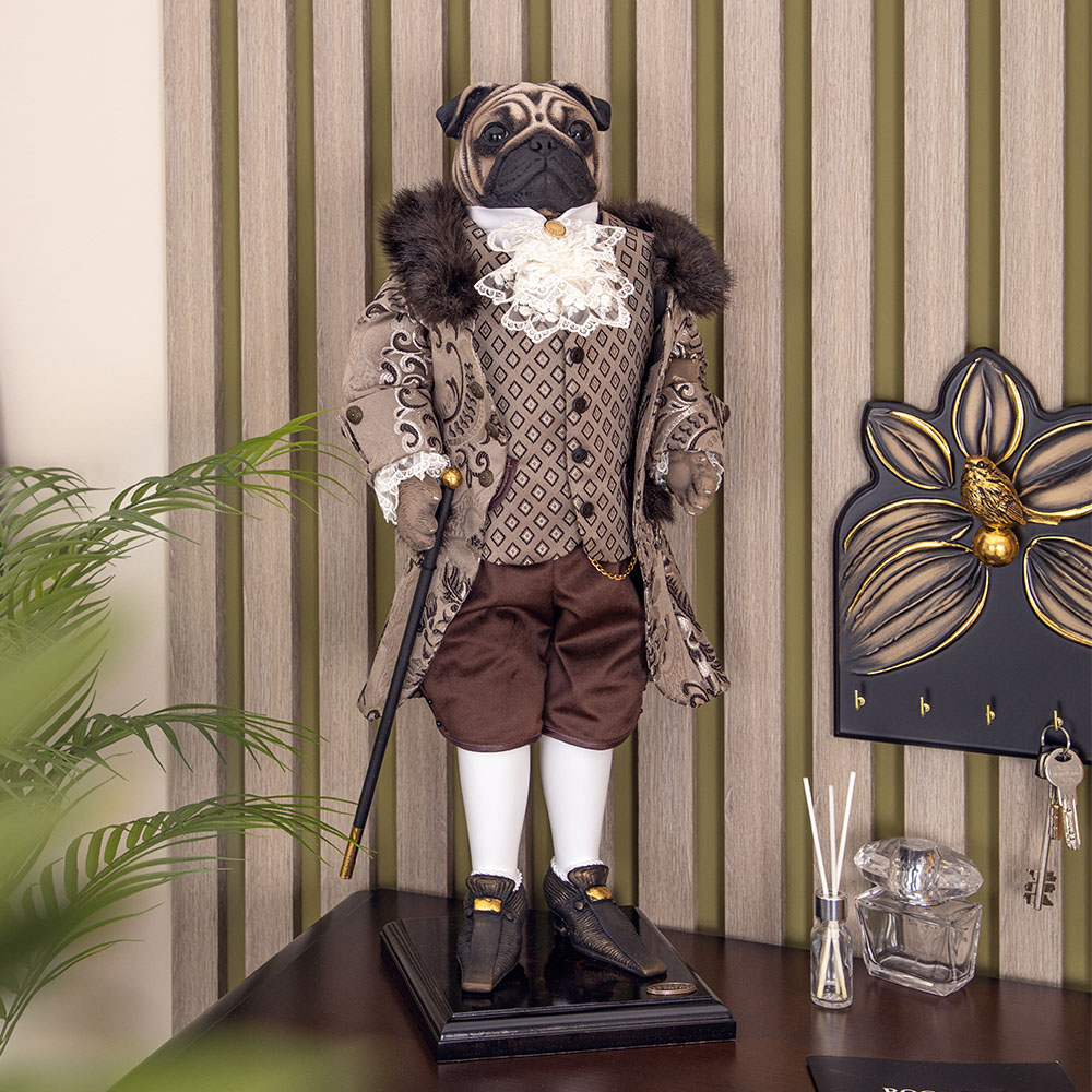 Коллекционная кукла Собака Мопс Кавалер интерьерная