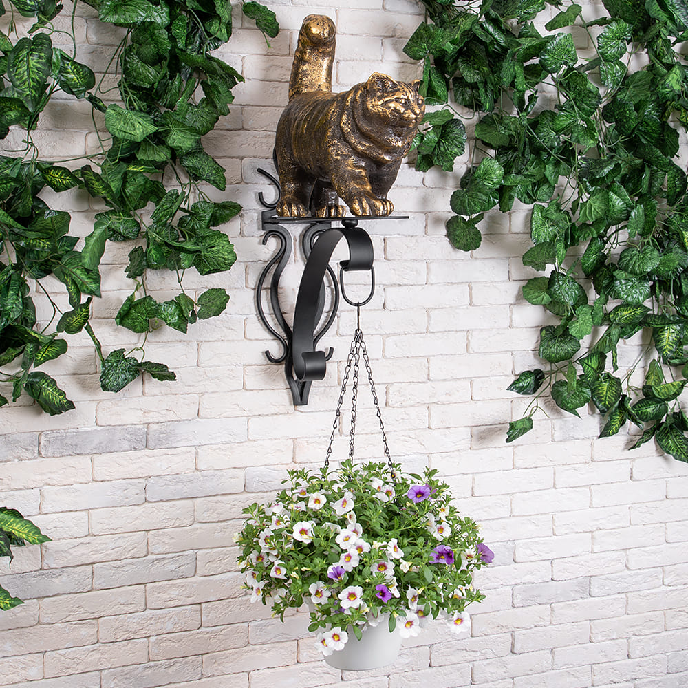 Кронштейн для цветов Кот Лео с ковкой