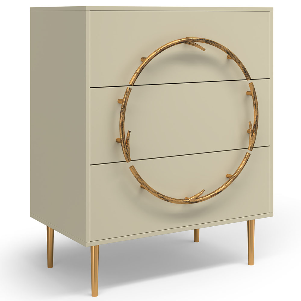 Комод Эстетика Бархата Цветной Стиль Золото с 3 ящиками