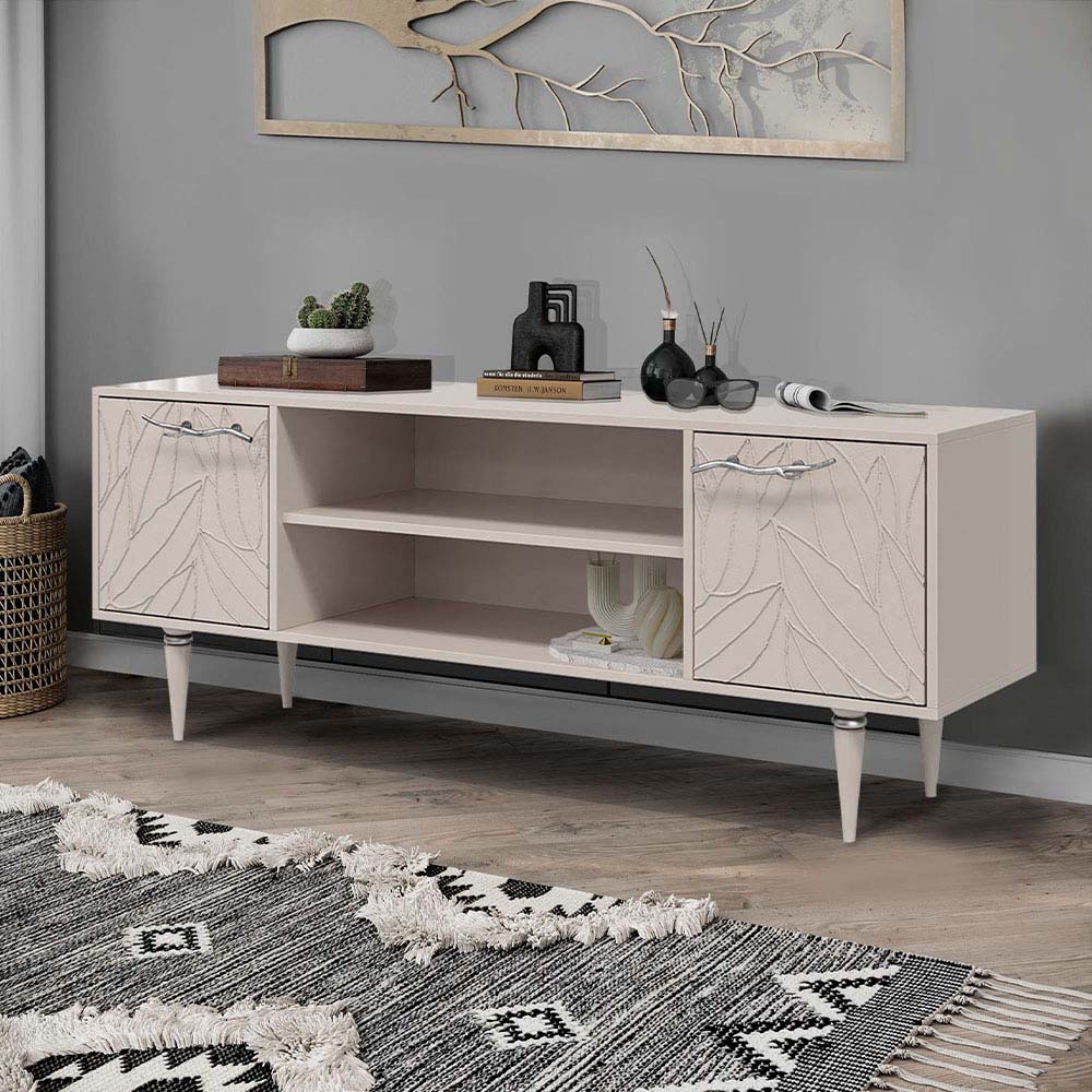 Тумба под телевизор Эстетика Флоры Цветная 1550 Классика Серебро