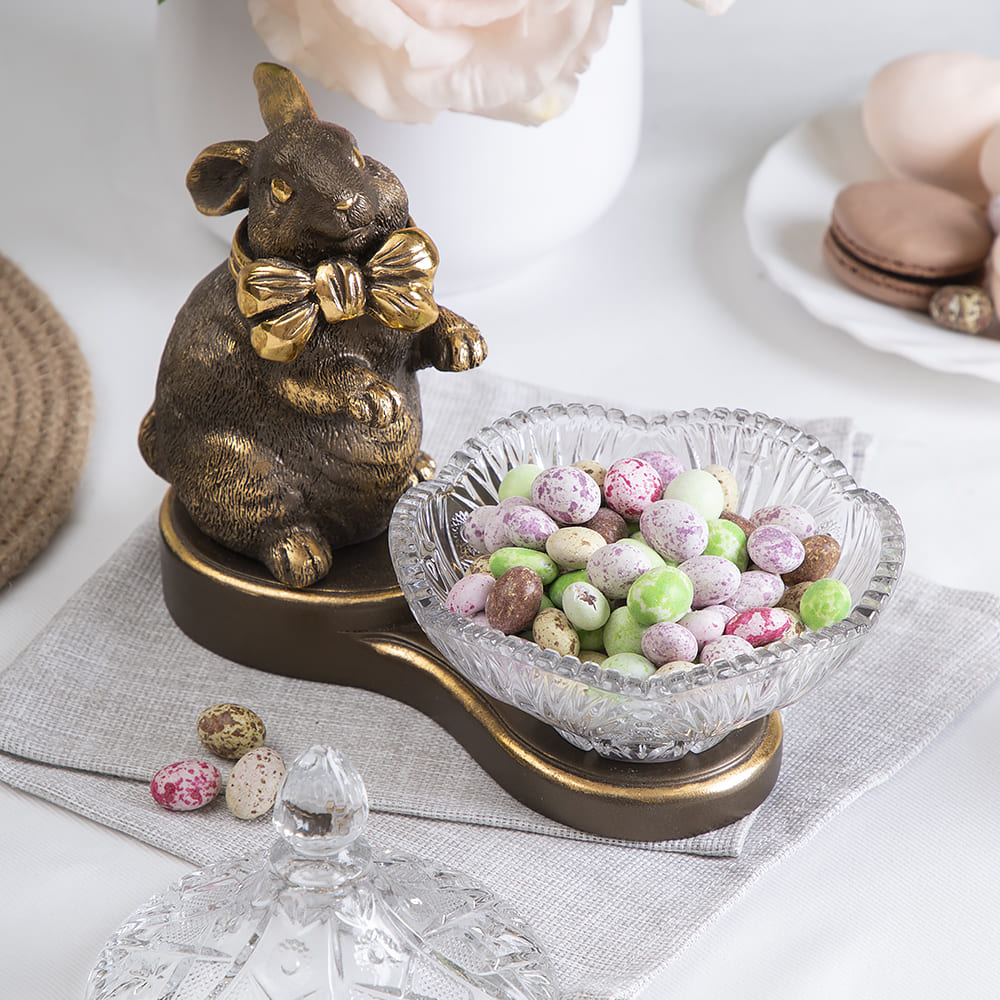 Сахарница с крышкой Кролик Бантик стеклянная