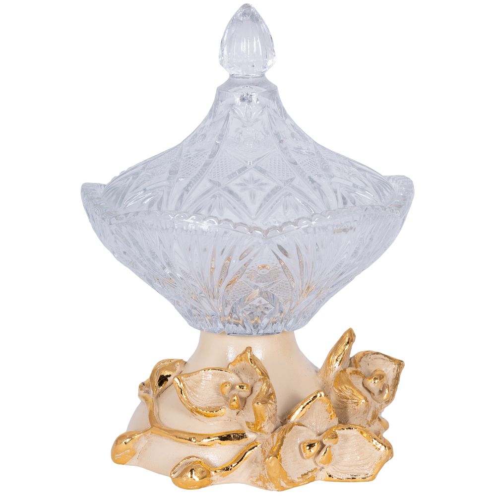 Сахарница с крышкой Орхидея Лайм стеклянная