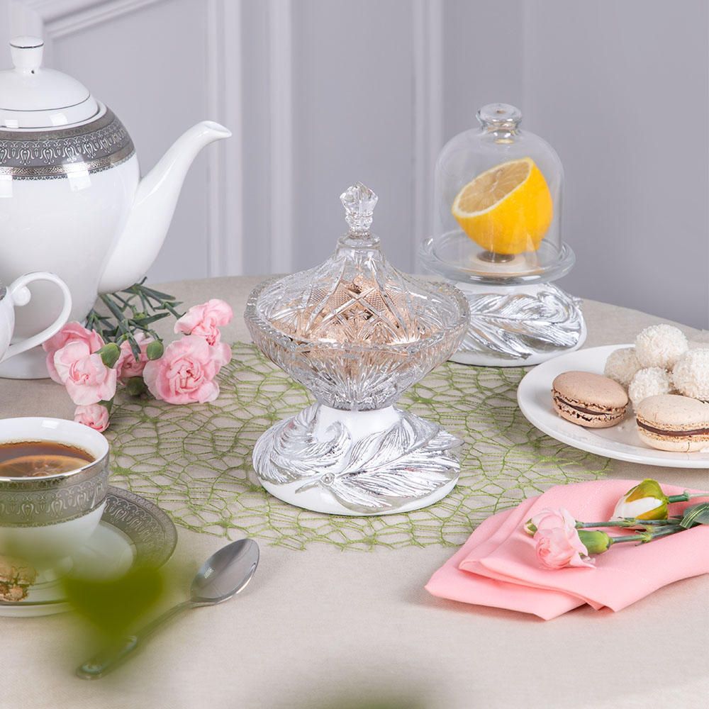 Сахарница с крышкой Боа стеклянная