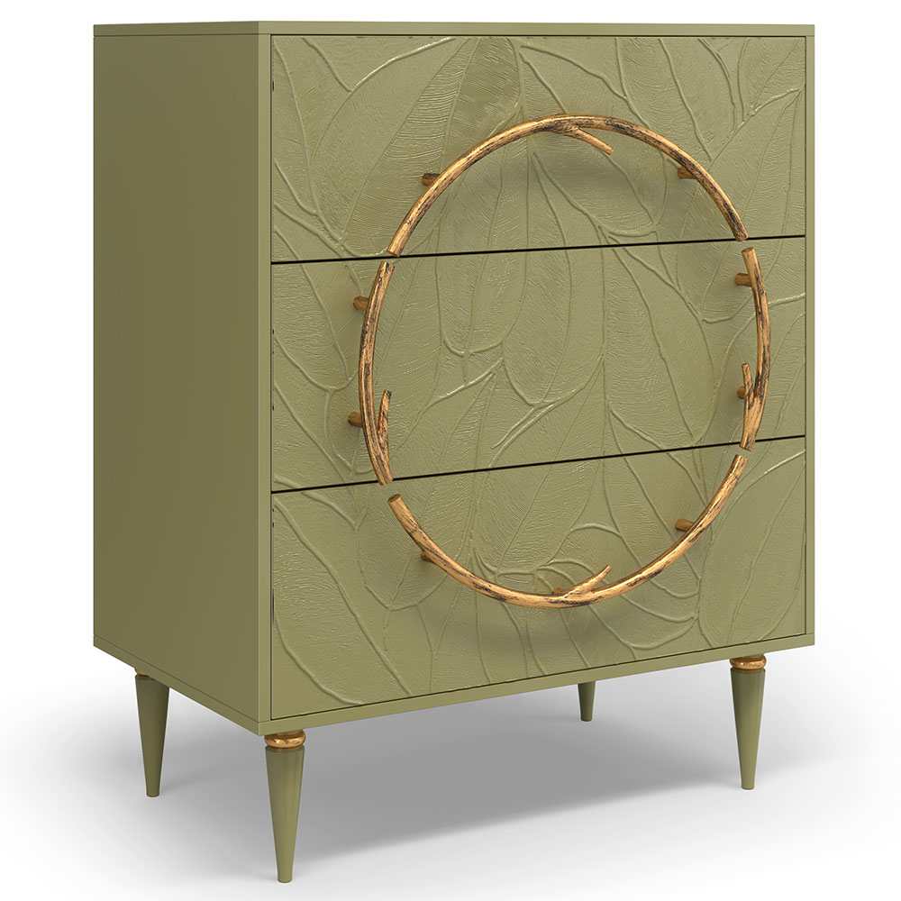 Комод Эстетика Флоры Цветной Классика Золото с 3 ящиками