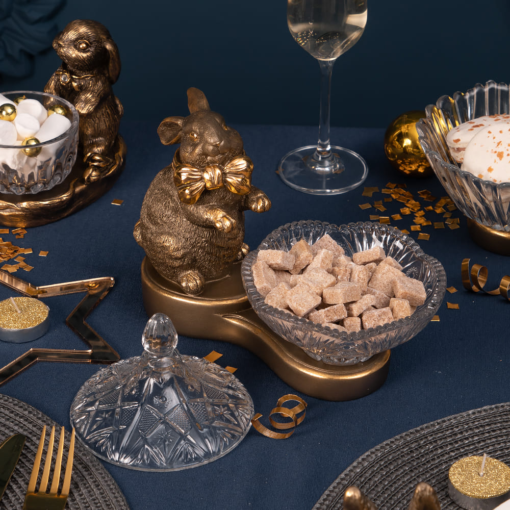 Сахарница с крышкой Кролик Бантик стеклянная