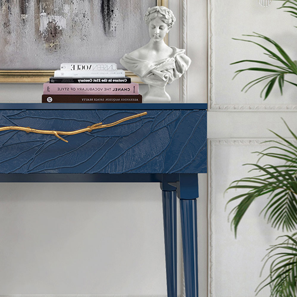 Консоль Эстетика Флоры Цветная Стиль Золото