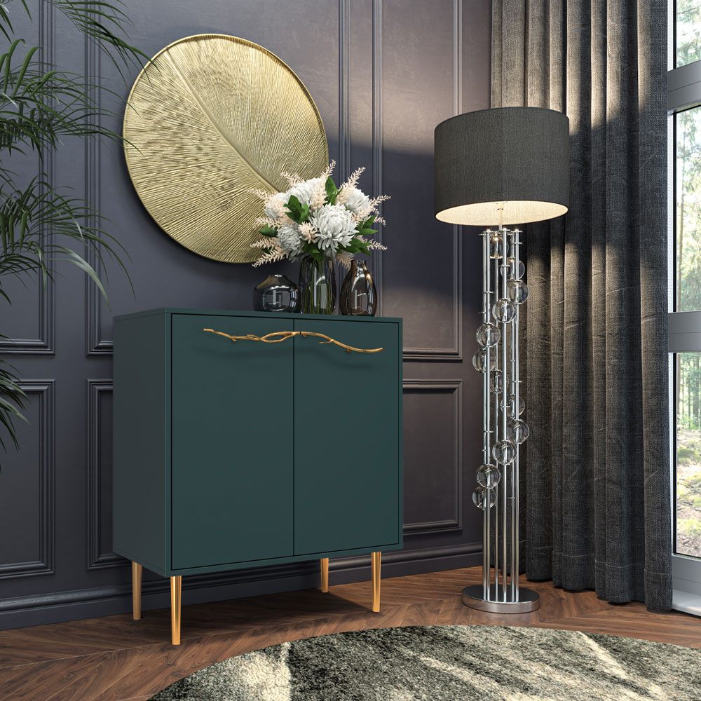 Комод Эстетика Бархата Цветной Стиль Золото с 2 полками