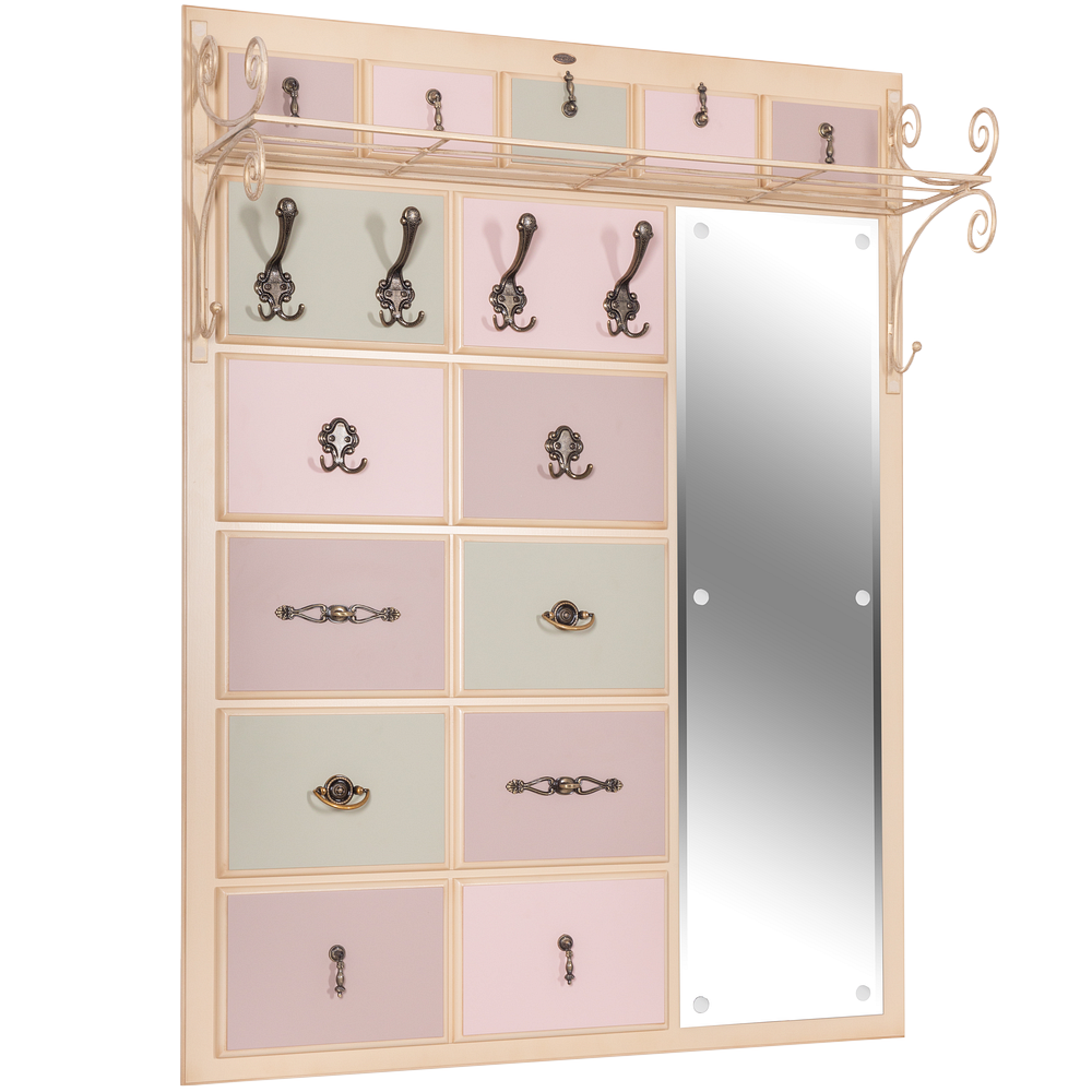 Вешалка настенная Пандора 4 с ковкой и зеркалом