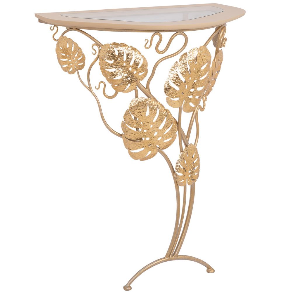 Консоль Монстера со стеклом пристенная