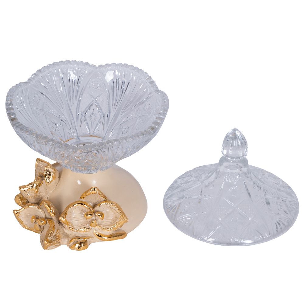 Сахарница с крышкой Орхидея Лайм стеклянная