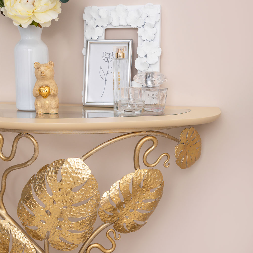 Консоль Монстера со стеклом пристенная