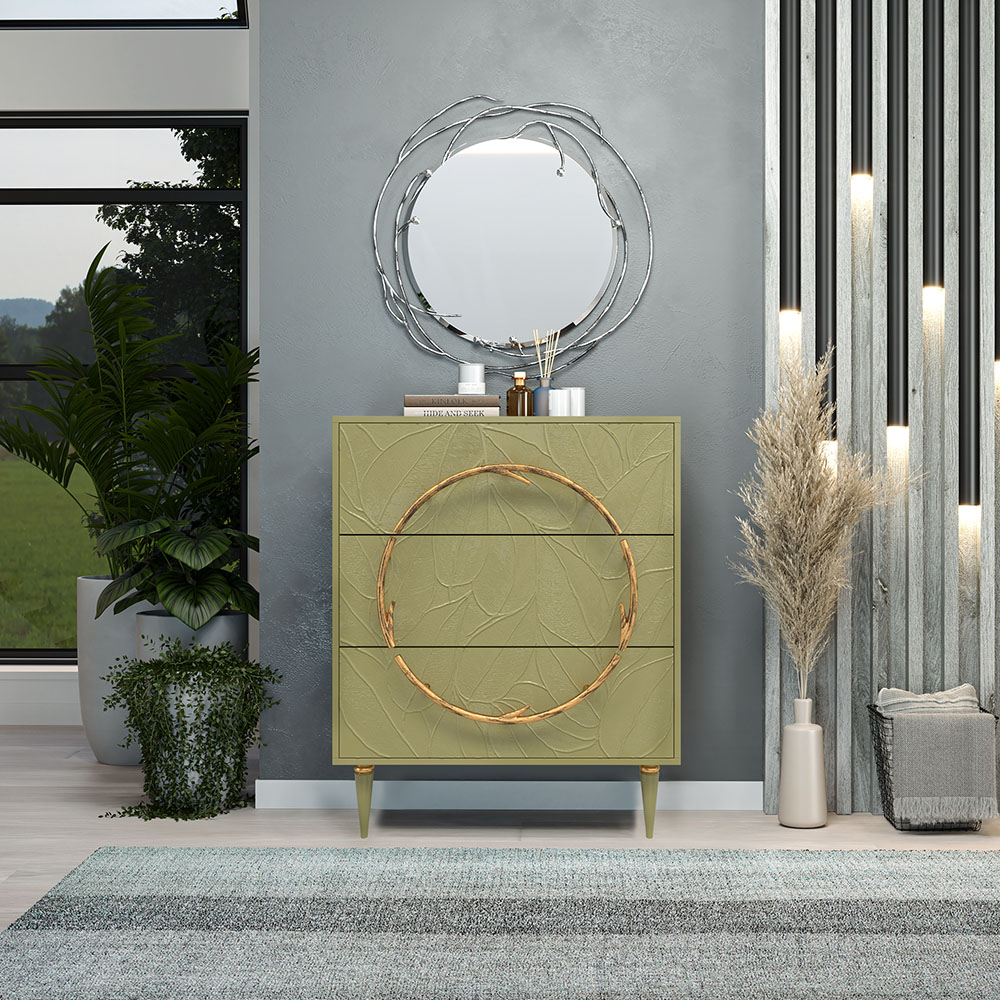 Комод Эстетика Флоры Цветной Классика Золото с 3 ящиками