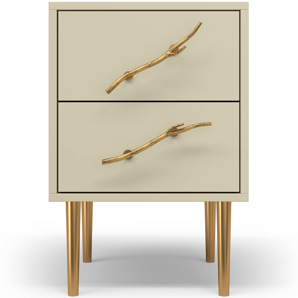 Тумба прикроватная Эстетика Бархата Цветная с 2 ящиками Стиль Золото
