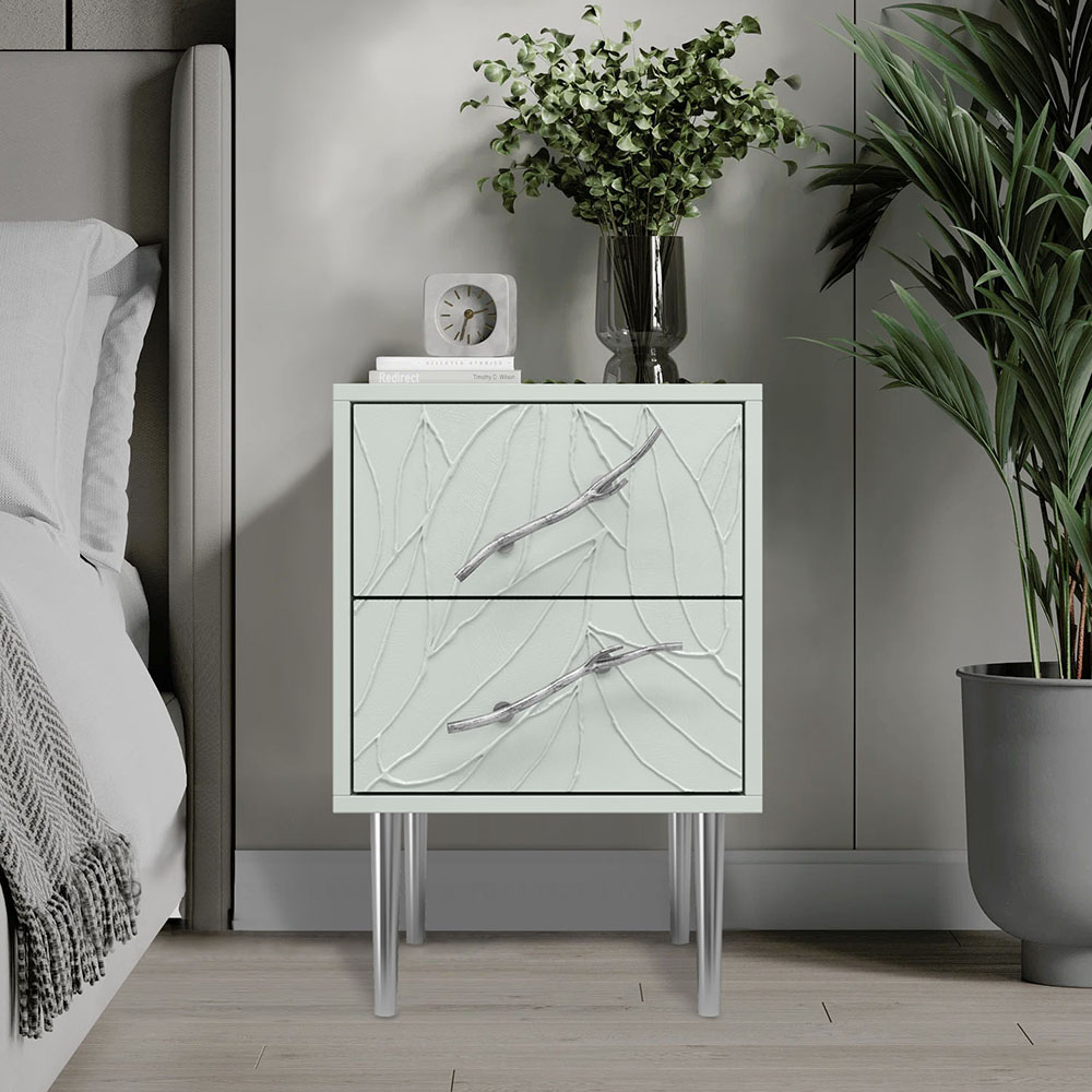 Тумба прикроватная Эстетика Флоры Цветная с 2 ящиками Стиль Серебро