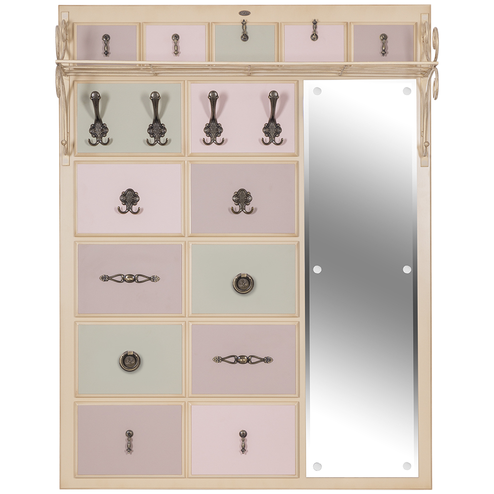 Вешалка настенная Пандора 4 с ковкой и зеркалом