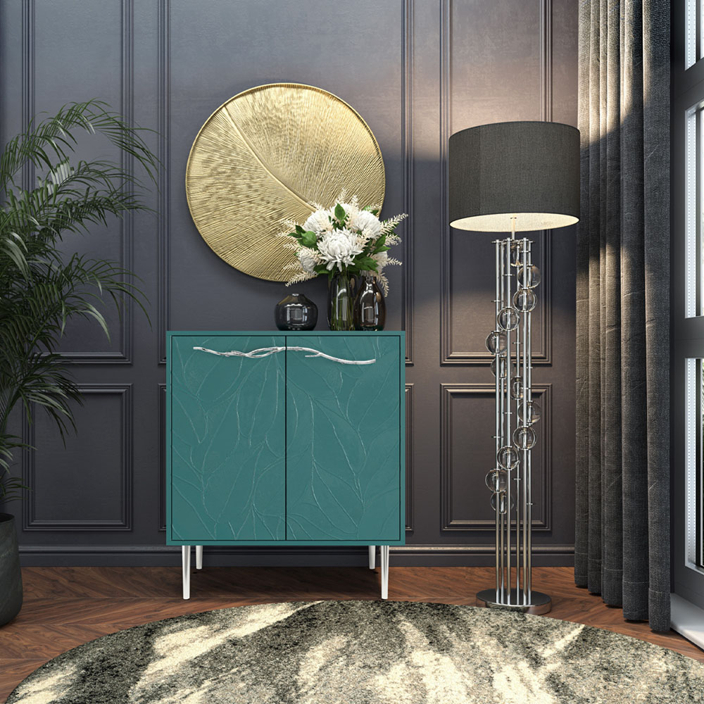 Комод Эстетика Флоры Цветной Стиль Серебро с 2 полками