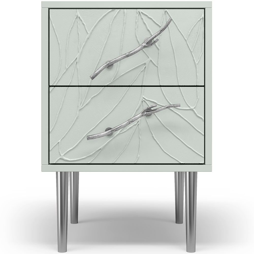 Тумба прикроватная Эстетика Флоры Цветная с 2 ящиками Стиль Серебро