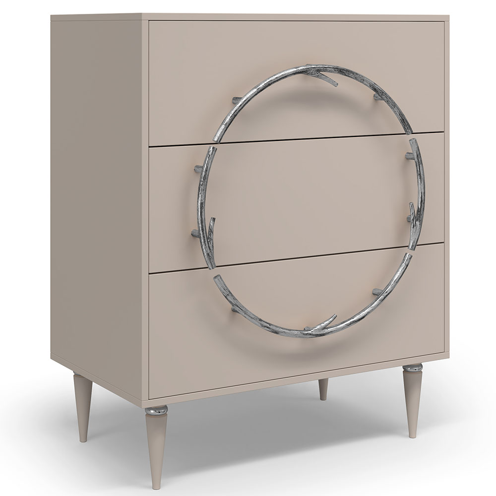 Комод Эстетика Бархата Цветной Классика Серебро с 3 ящиками