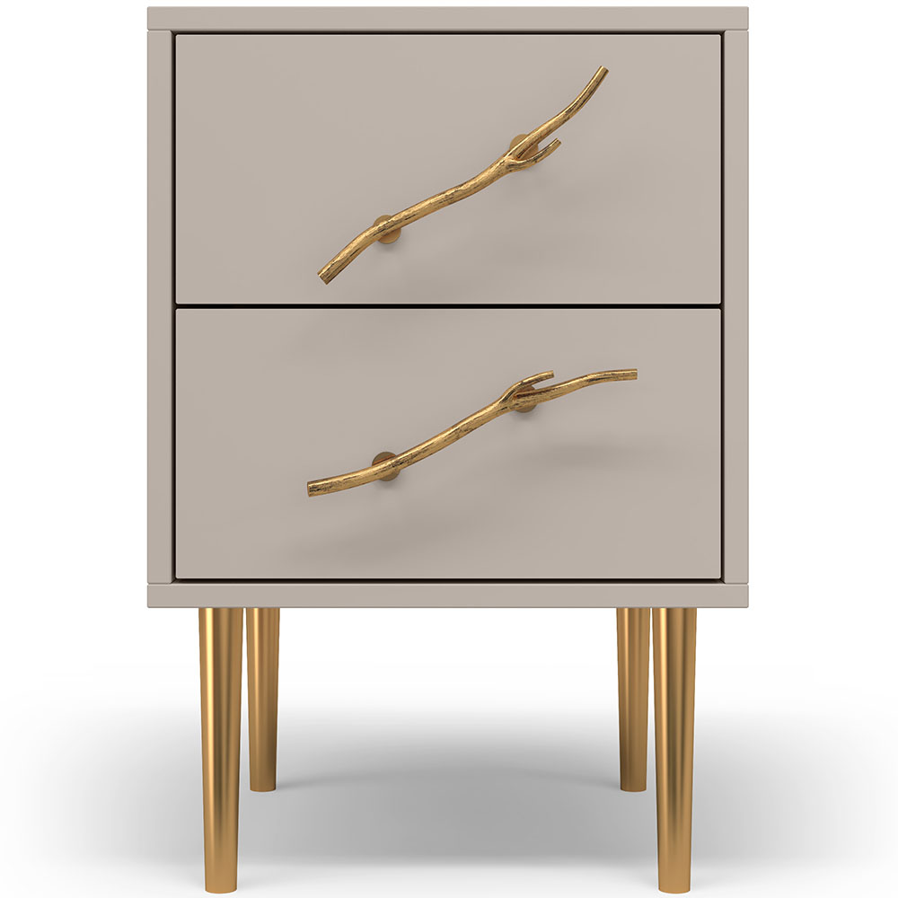 Тумба прикроватная Эстетика Бархата Цветная с 2 ящиками Стиль Золото